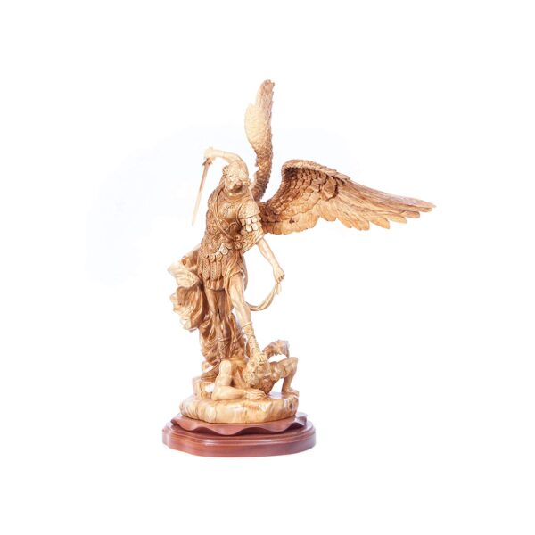 Bethlehem Handicrafts Hand Carved Olive Wood Statue Of Saint Michael