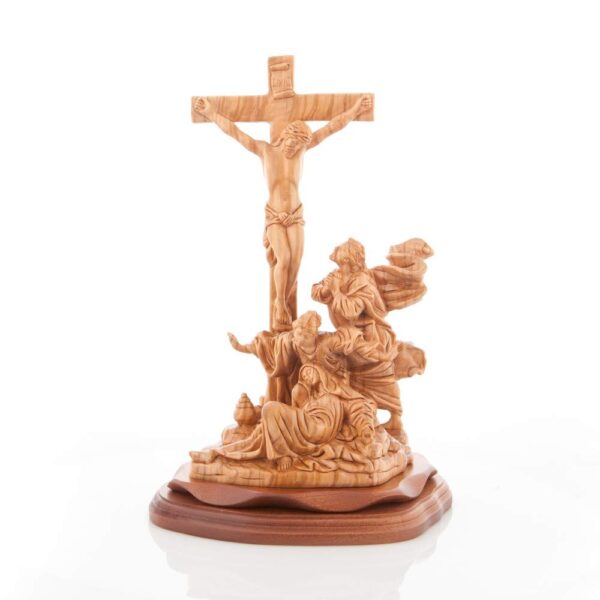 Bethlehem Handicrafts The Crucifixion With The Virgin, Mary Magdalene And St. John Olive Wood Statue