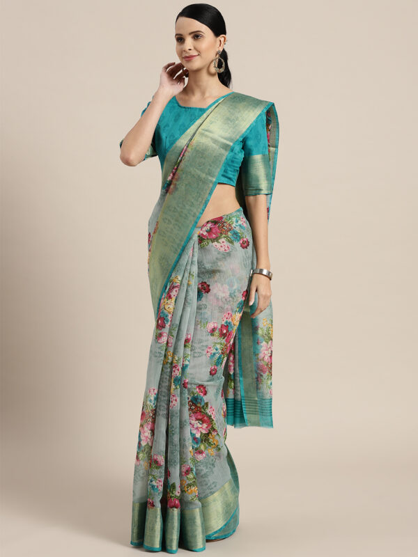 Saree Mall Green & Pink Printed Saree